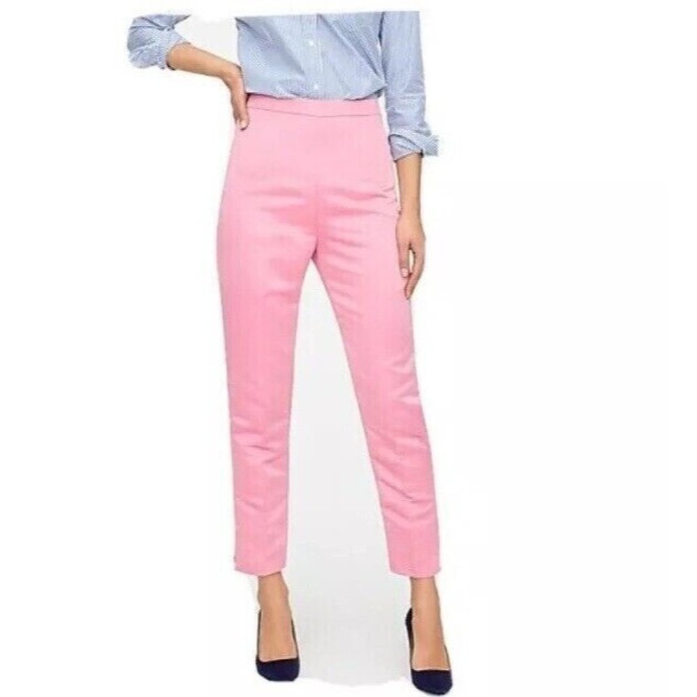 J.CREW Pink Satin High-Rise Cigarette Pant Sz 4 NWT Soft Rose AE597 Barbiecore